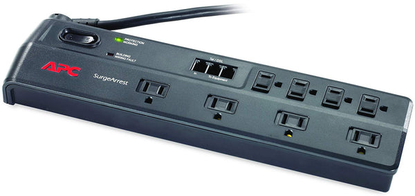 APC 8-Outlet Surge Protector Power Strip with Telephone and DSL Protection SurgeArrest Performance (P8T3)