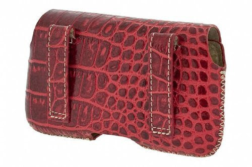 Krusell 95495 Hector Croco Large Premium Leather Case with Beltloops for iPhone 4 / 4S and other SmartPhones with up to 3.7-inch Screen - Red