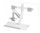 Humanscale Height Adjustable QuickStand Lite Desk: Dual Monitor Mount - Clamp Mount, White