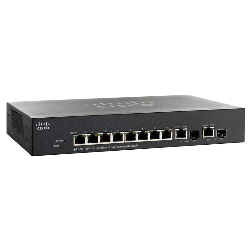 Cisco SG300-10PP Switch 10x GIGE 8x PoE+ 2x mini-GBIC L2 Managed ...