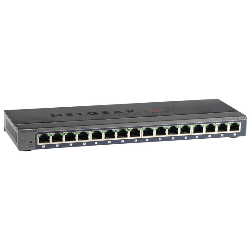 Netgear GS116E-200NAS ProSafe Plus Switch, 16-Port Gigabit Ethernet - 10/100/1000Base-T - Wall Mountable