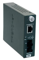 TRENDnet 100Base-TX to 100Base-FX Multi Mode ST Fiber Converter (2 Km, 1.2 Miles) TFC-110MST (Black)