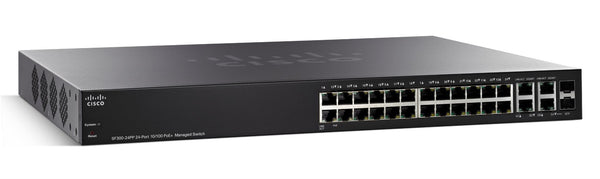 Cisco SF300-24PP Managed L3 switch with 24 10/100 PoE+ Ports and 2x 10/100/1000 Gigabit SFP