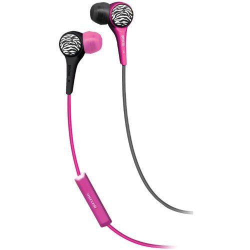 Maxell 190349 WT-MICPB Wild Things Headphones with Mic, Pink and Black