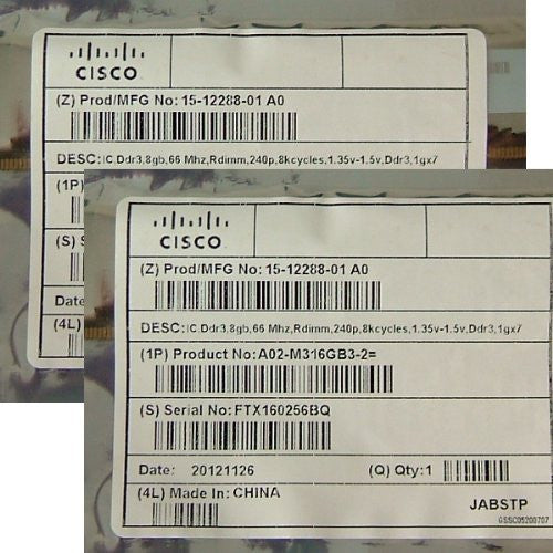 Cisco 16 GB DDR3 SDRAM Memory Module 16 GB (2 x 8 GB) 1333MHz DDR31333/PC310600 ECC DDR3 SDRAM 240pin DIMM A02-M316GB1-2=