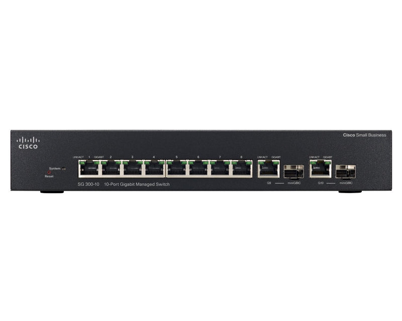Cisco SG300-10 8-port Managed L3 Gigabit Switch with 2x Gigabit SFP SRW2008