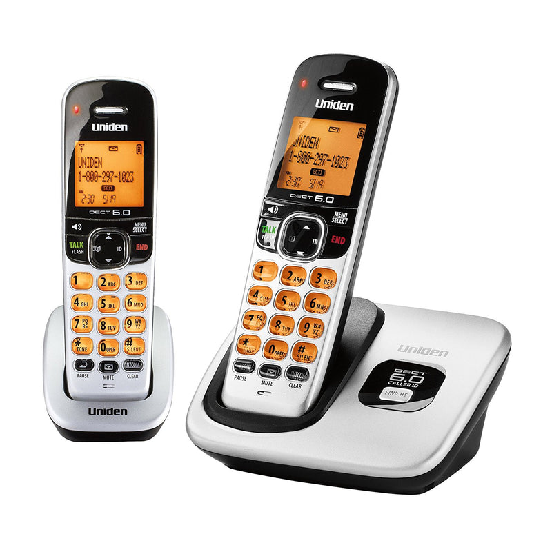 D1760-2 DECT 6.0 Expandable Cordless Phone with Caller ID, Silver, 2 Handsets